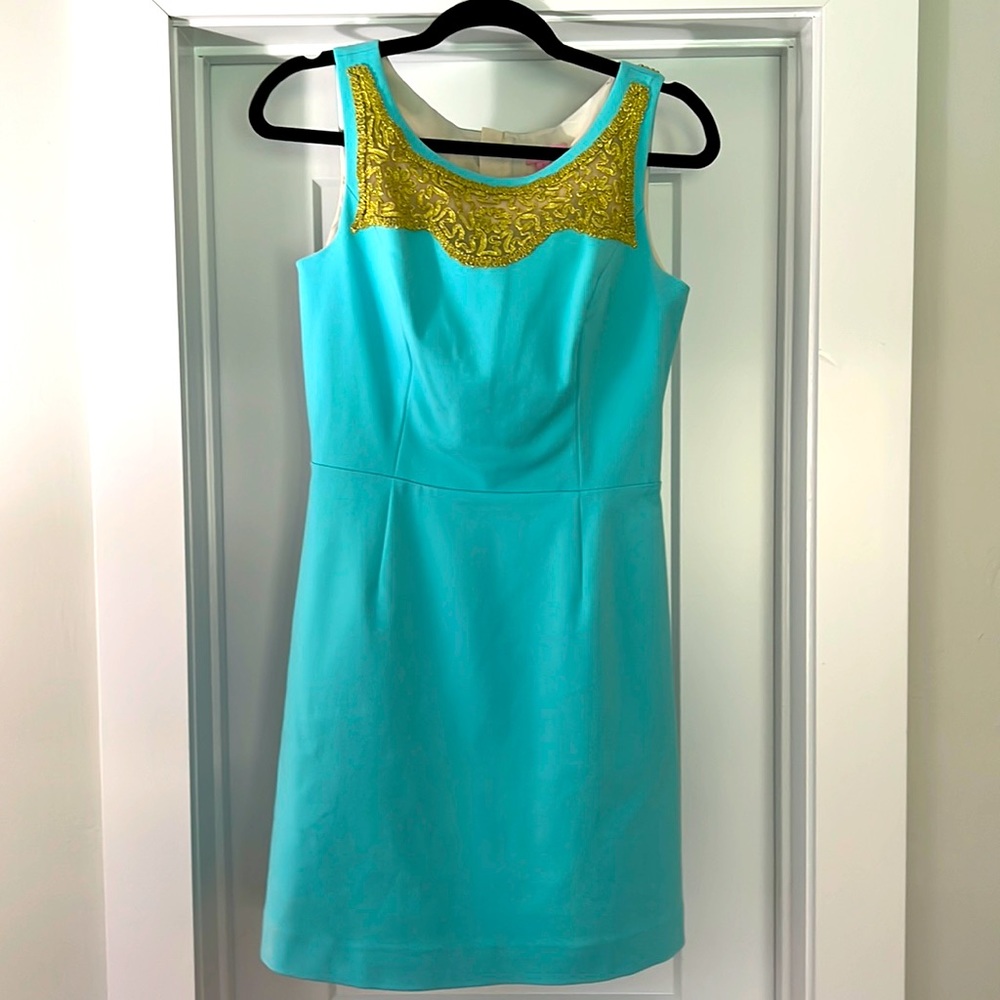 Blue & Gold dress worn once. Purchased at Lilly Pulitzer store in NYC on UES.